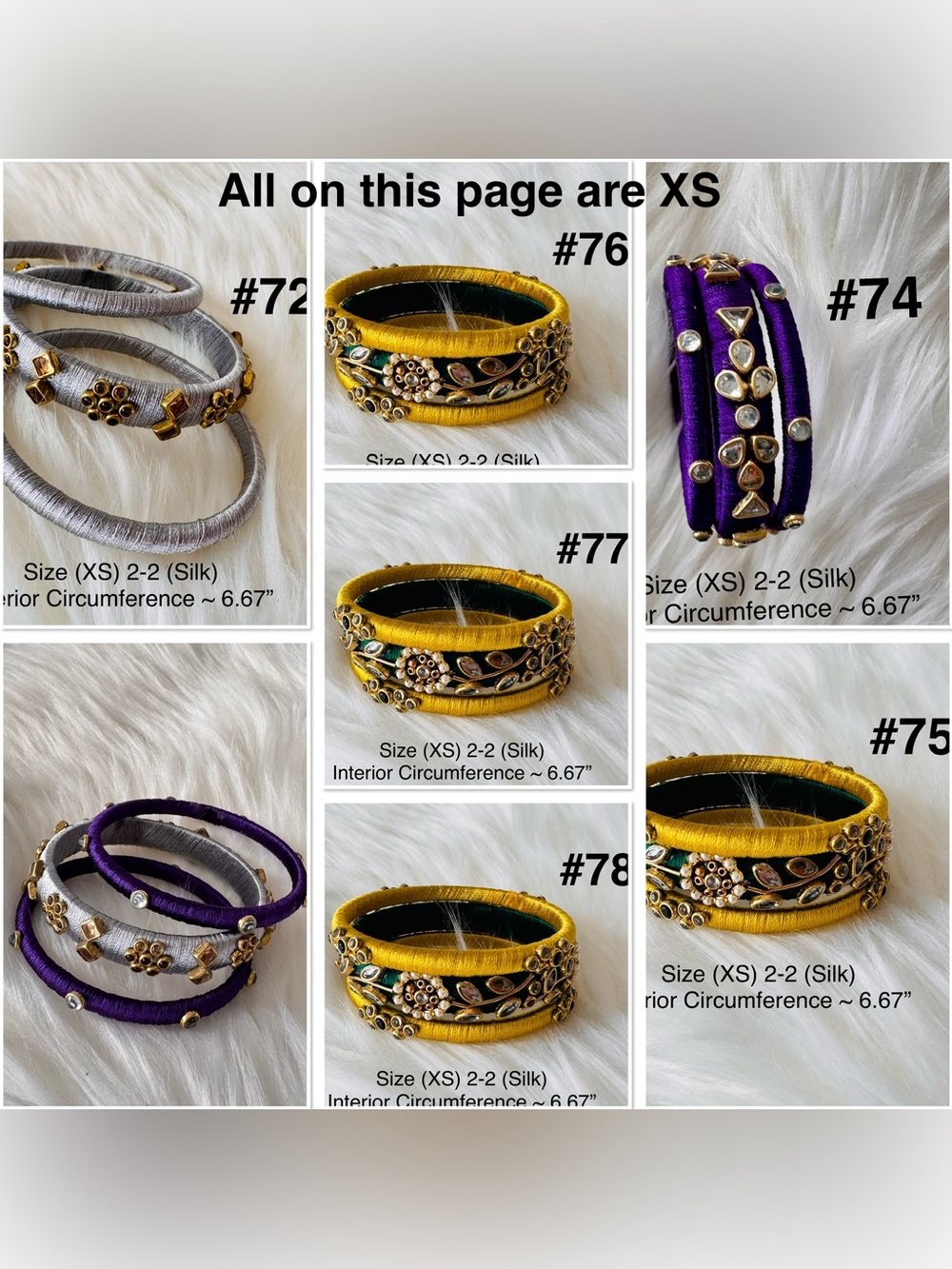 🎡🎡Handmade Silk or Cotton Wrapped Bangle Set of your choice in various sizes - Picture 11 of 16